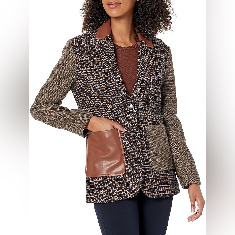 Bexley Brown and Tan Women's Blazer Size Large